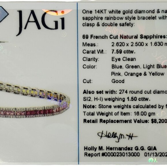 14K Gold Diamond and Multi Sapphire Rainbow Style Bracelet #15240 - Picture 9 of 9